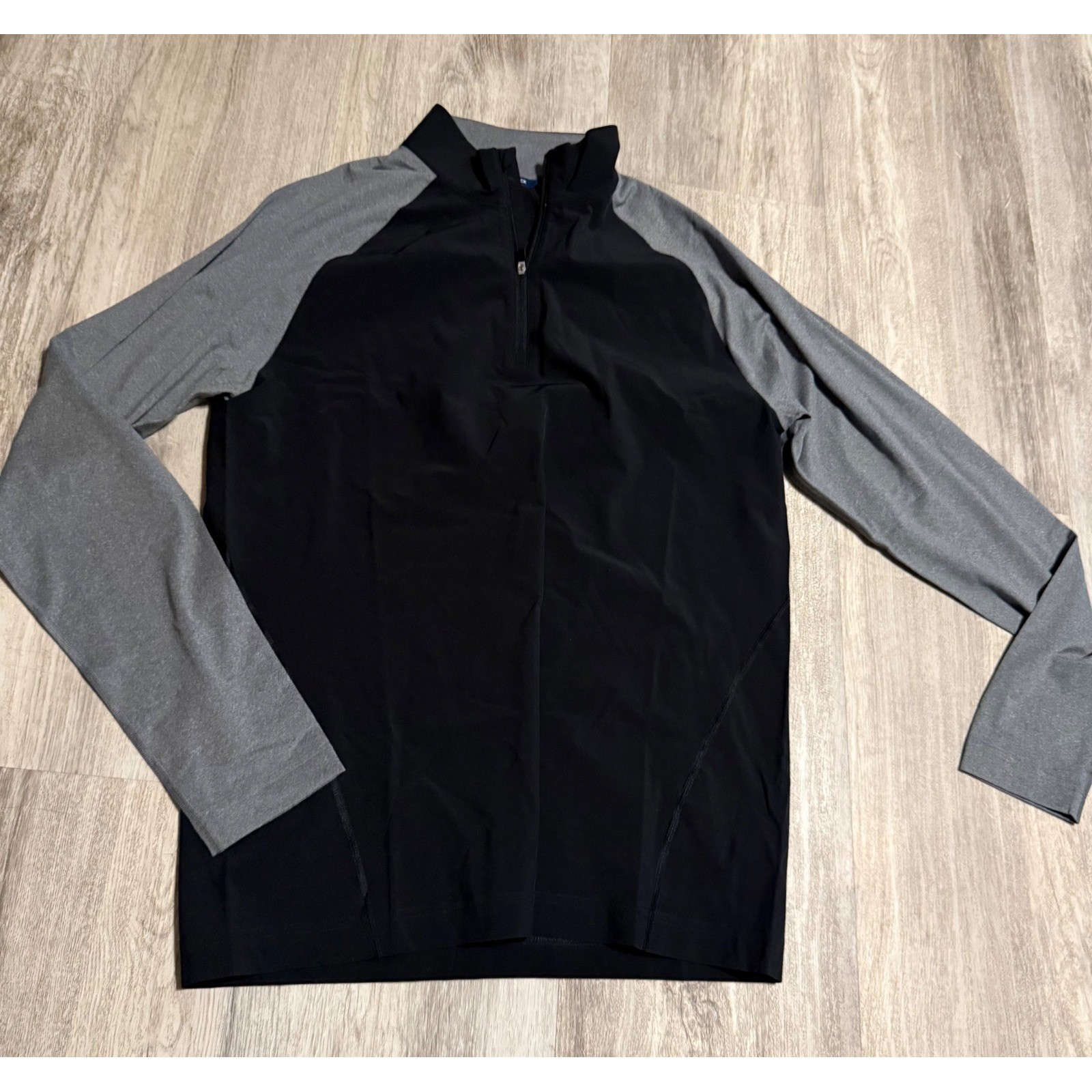 Cutter and Buck Mens SP CB DryTec 50+ Quarter Zip Pullover Golf Shirt Black Grey gallery