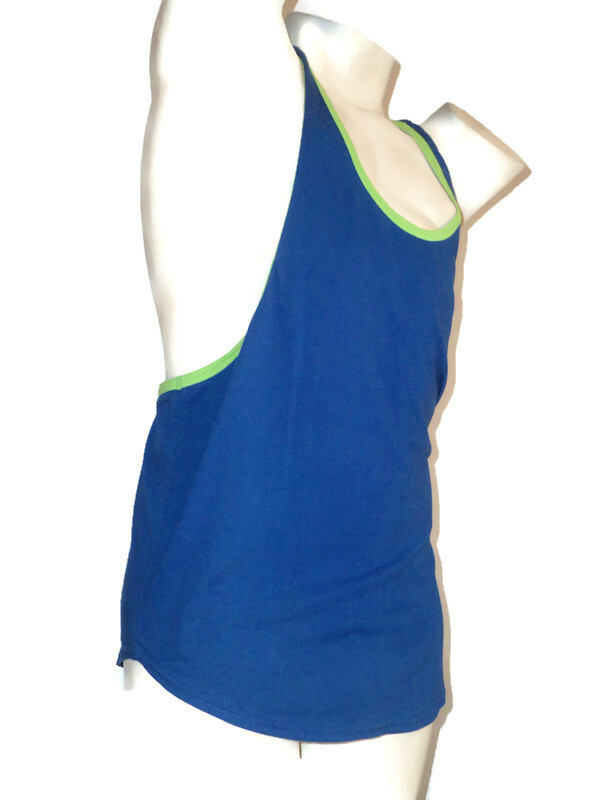 Muscle "Y" Back Cotton Tank Top - Go Softwear Cadet/Lime XL gallery