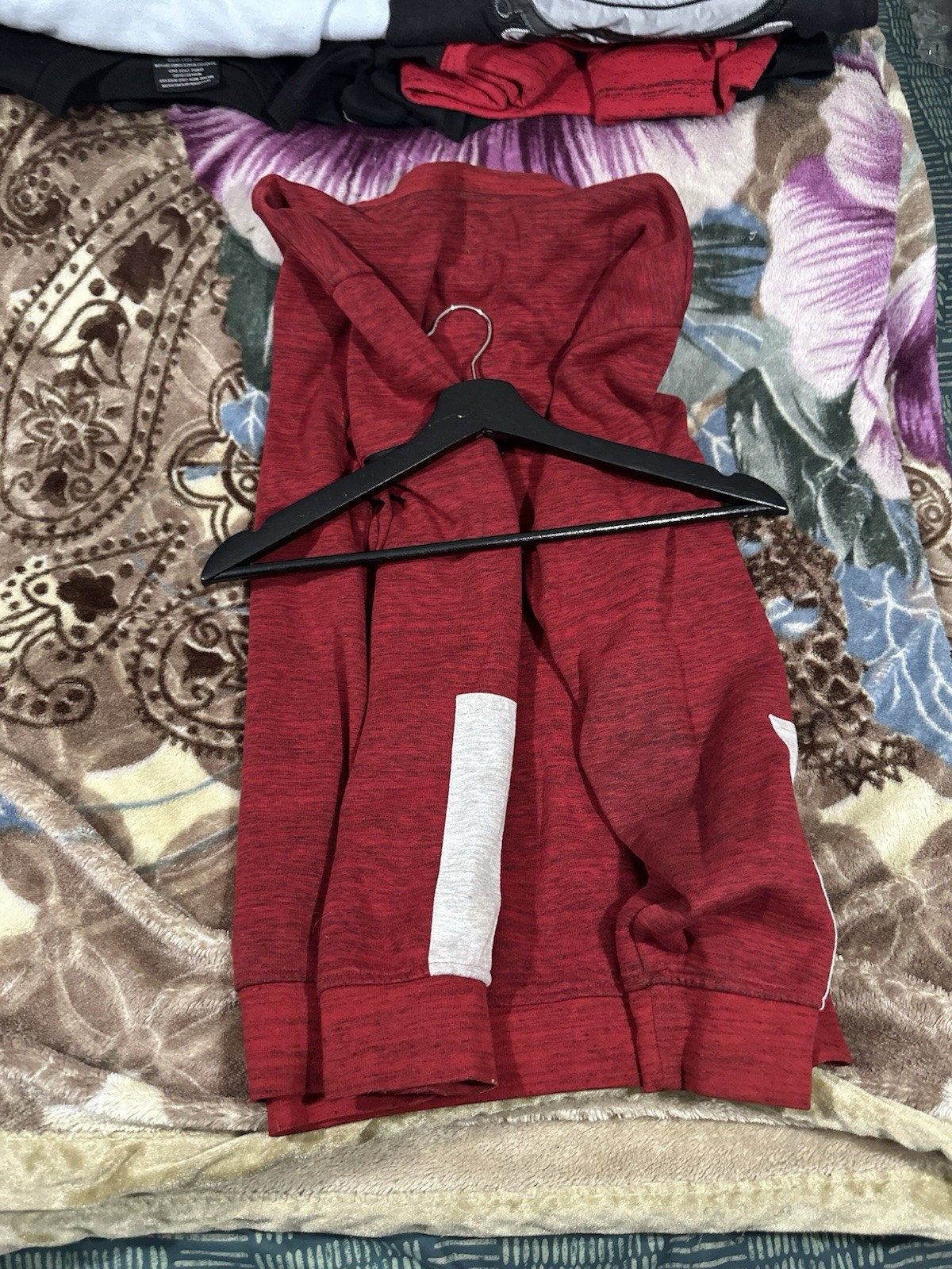 Rebel Star Men's Red Heathered 1/4 Zip Long Sleeve Polyester Tee L gallery