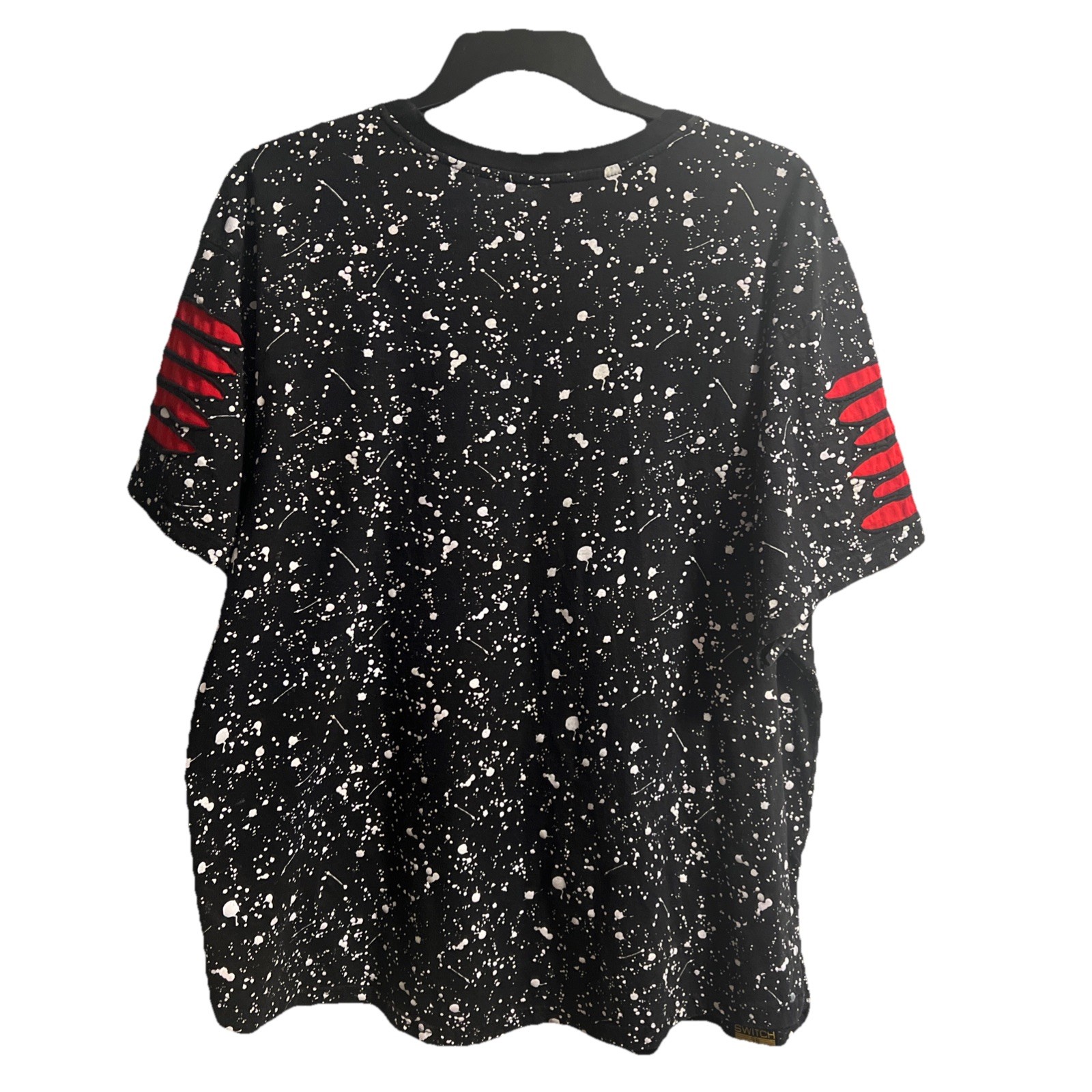 Switch Remarkable RED Chicago Bulls Splatter Paint Men Black TShirt Cotton 3XL gallery