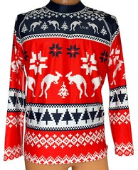 Rashie Adult Unisex Ugly Christmas Top Shirt Extra Large LS Kangaroo Holiday
