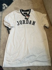 NIKE Jordan Air Mesh Gym White Thick Jersey Shirt Top NEW Mens L