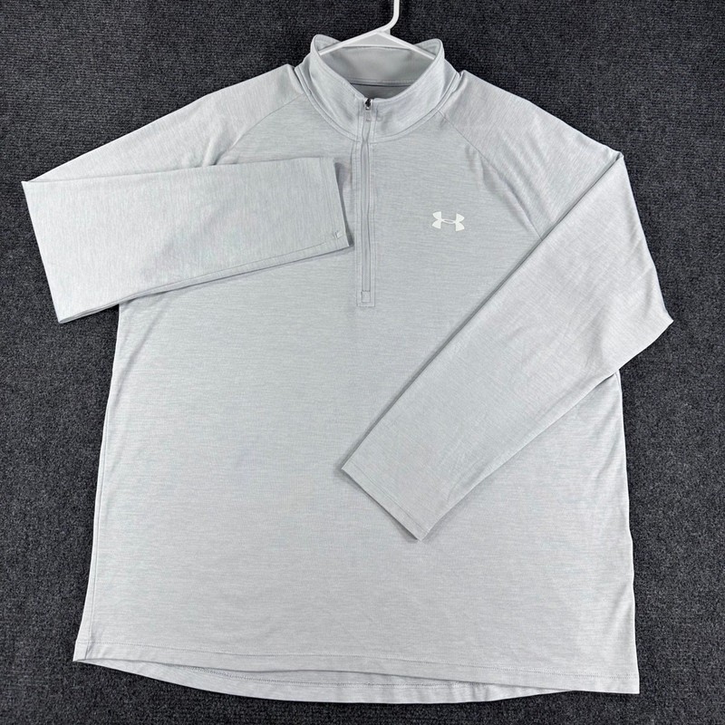 Under Armour Quarter Zip Mens XL Extra Large Grey 1328495 Pullover Activewear gallery