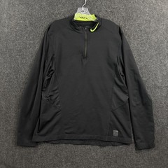 Nike Pro Pullover Men’s XL Black Fitted Dri-FIT Chevron 1/4 Zip Thumb Holes