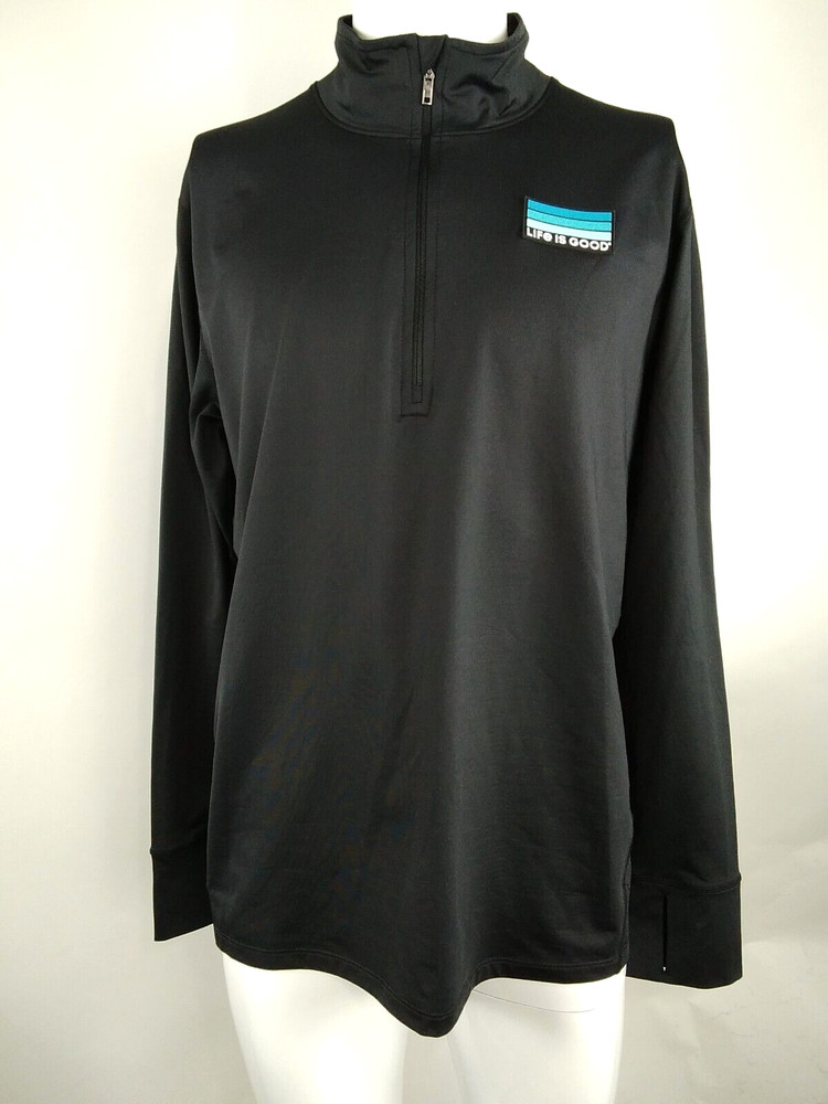 Life is Good Men Active Quarter Zip Pullover LIG Stripes Black Medium 71811