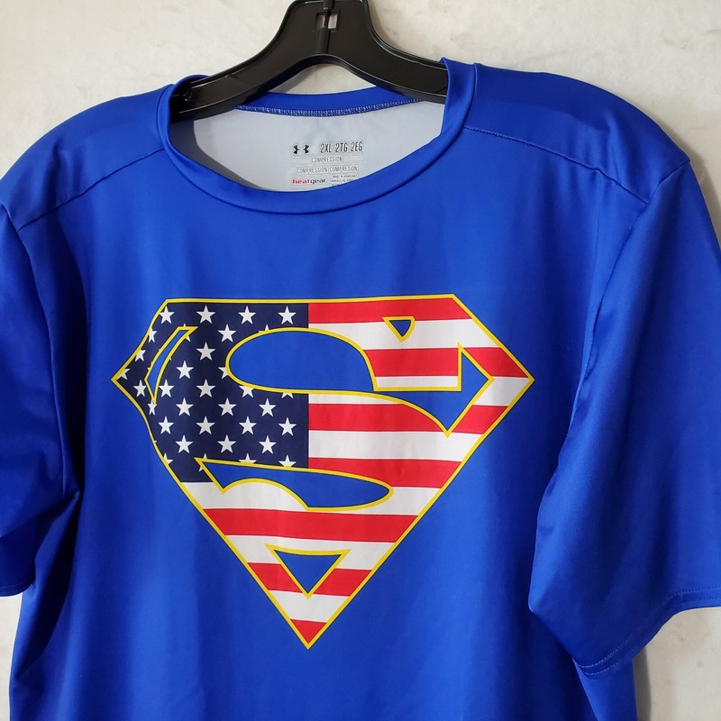 Under Armour Compression Shirt Superman Mens XXL Logo US FLAG CREW-NECK gallery