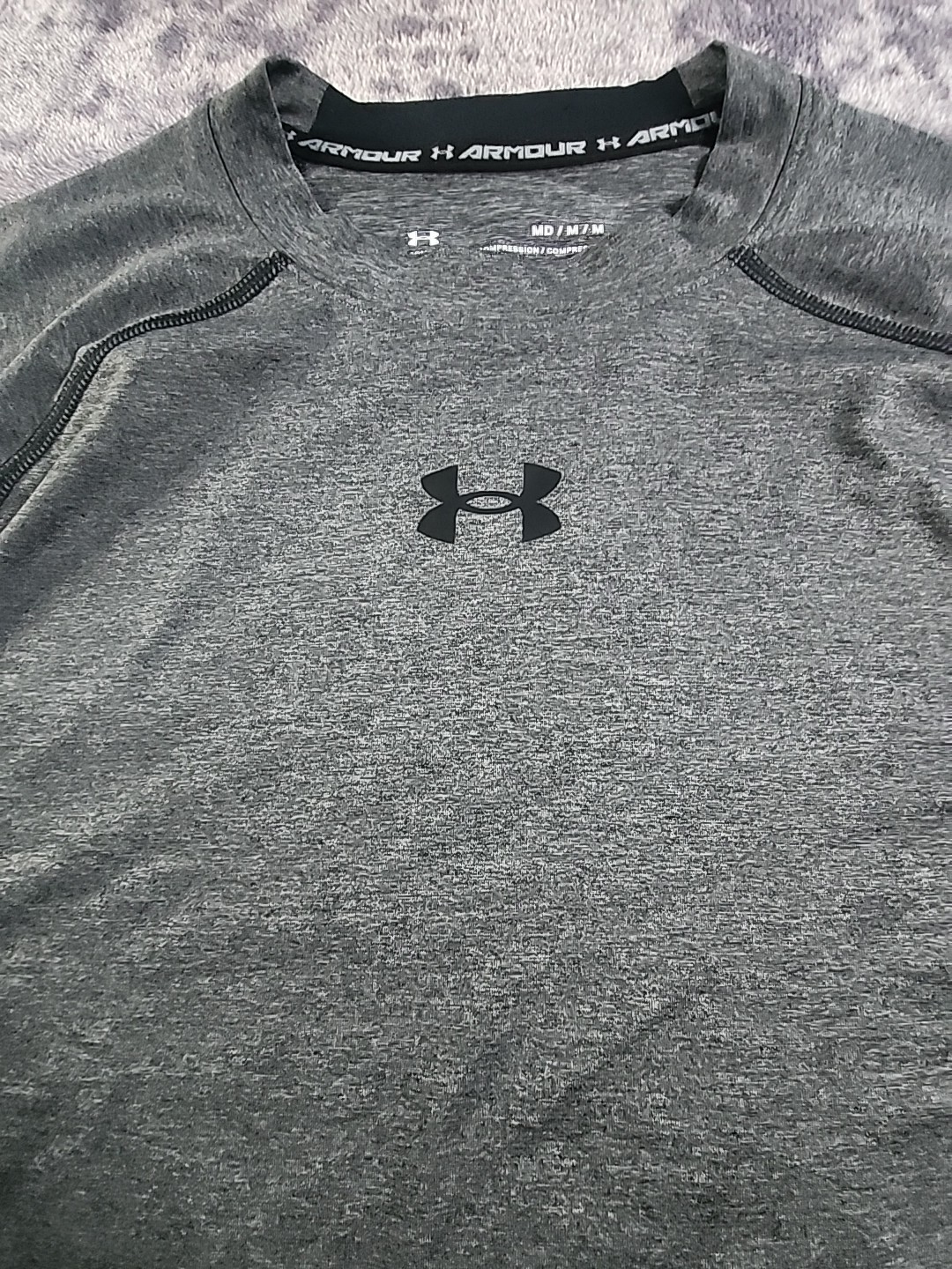 Under Armour Mens Compression Heat Gear Athletic Top Grey Long Sleeve Size M gallery