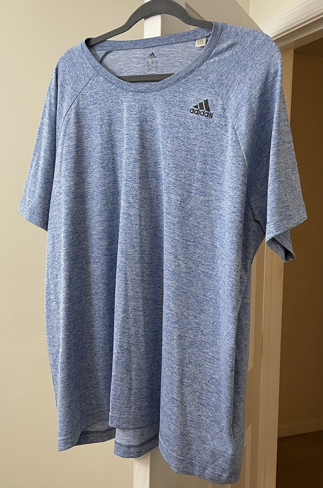 adidas Climalite Shirt Blue Marled Athletic Short Sleeve Pullover Men's 2XL gallery