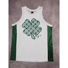 AInokea Hawaii Clover Tank Top Mens M Lucky Four Leaf Graphic Jersey White Green