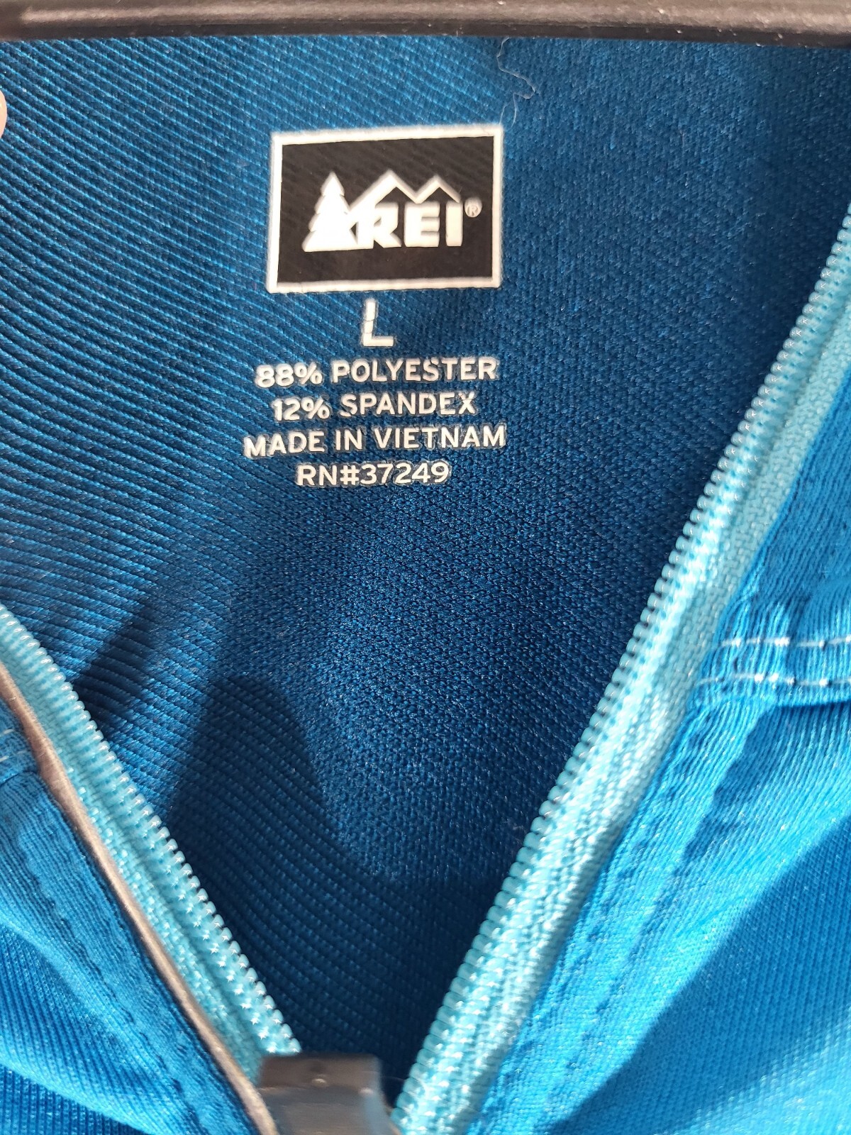 REI Shirt Men's Large Preformance Quarter Zip Long Sleeve Logo Blue gallery