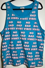 Forever 21 Size XL “No Bad Vibes” Tank Top Graphic Blue Summer Festival Colorful