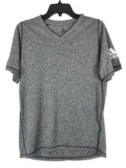 Adidas Mens Freelift V Neck T Shirt Sz Small Black Heather Stretch Training NWT