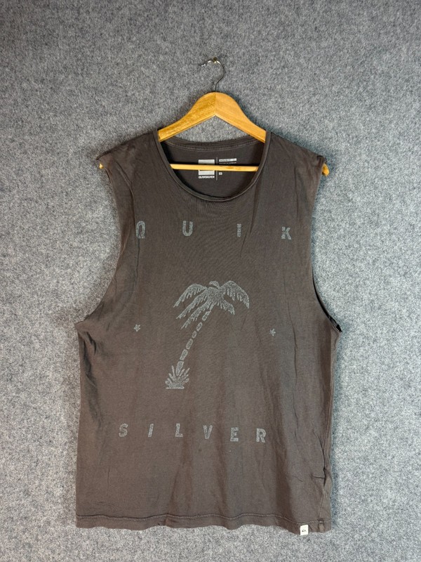 Quiksilver Tank Top Mens Medium Grey Modern Fit Lightweight Outdoor Comfort Logo gallery