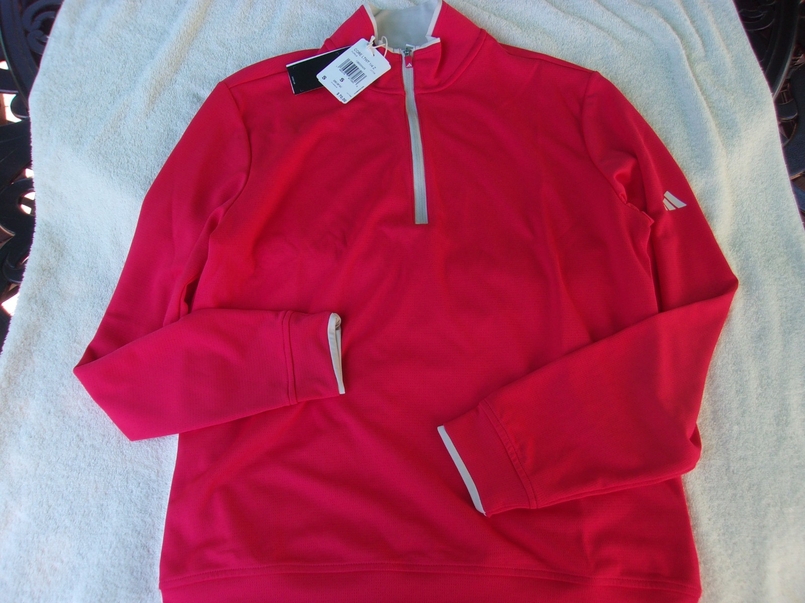 NWT Adidas long sleeve top zippered pullover, men's S, M, L, red - orange, $70 gallery