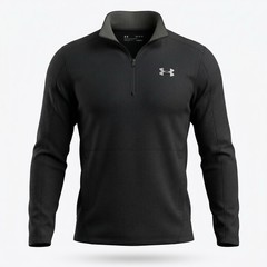 UNDER ARMOUR Large ColdGear Quarter Zip Pullover Mens Black Fleece 1328166