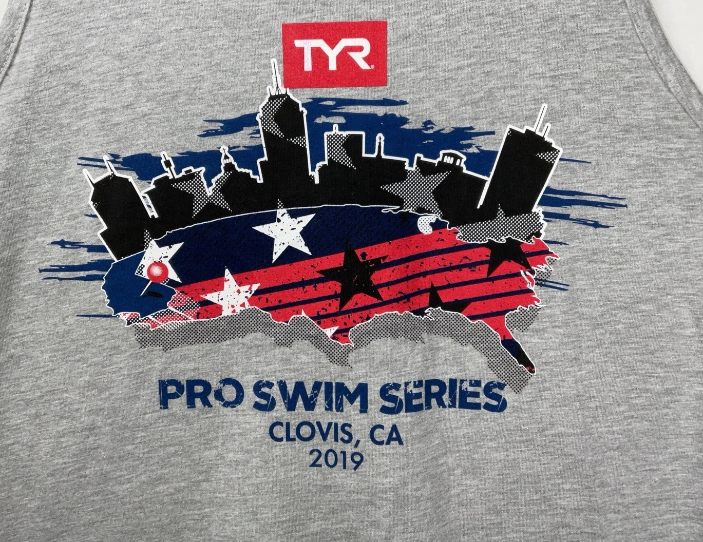 NWT Unisex TYR Pro Swim Series Clovis, CA 2019 Graphic Tank Top - Gray - Medium gallery