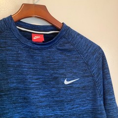 Nike Dri-FIT Mens XL Blue Space Dye Long Sleeve Training Shirt Crew Neck Raglan