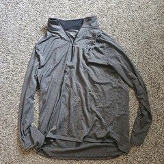 Under Armor Heat Gear Quarter Zip Gray/Black Heather Long Sleeve Sz Xl