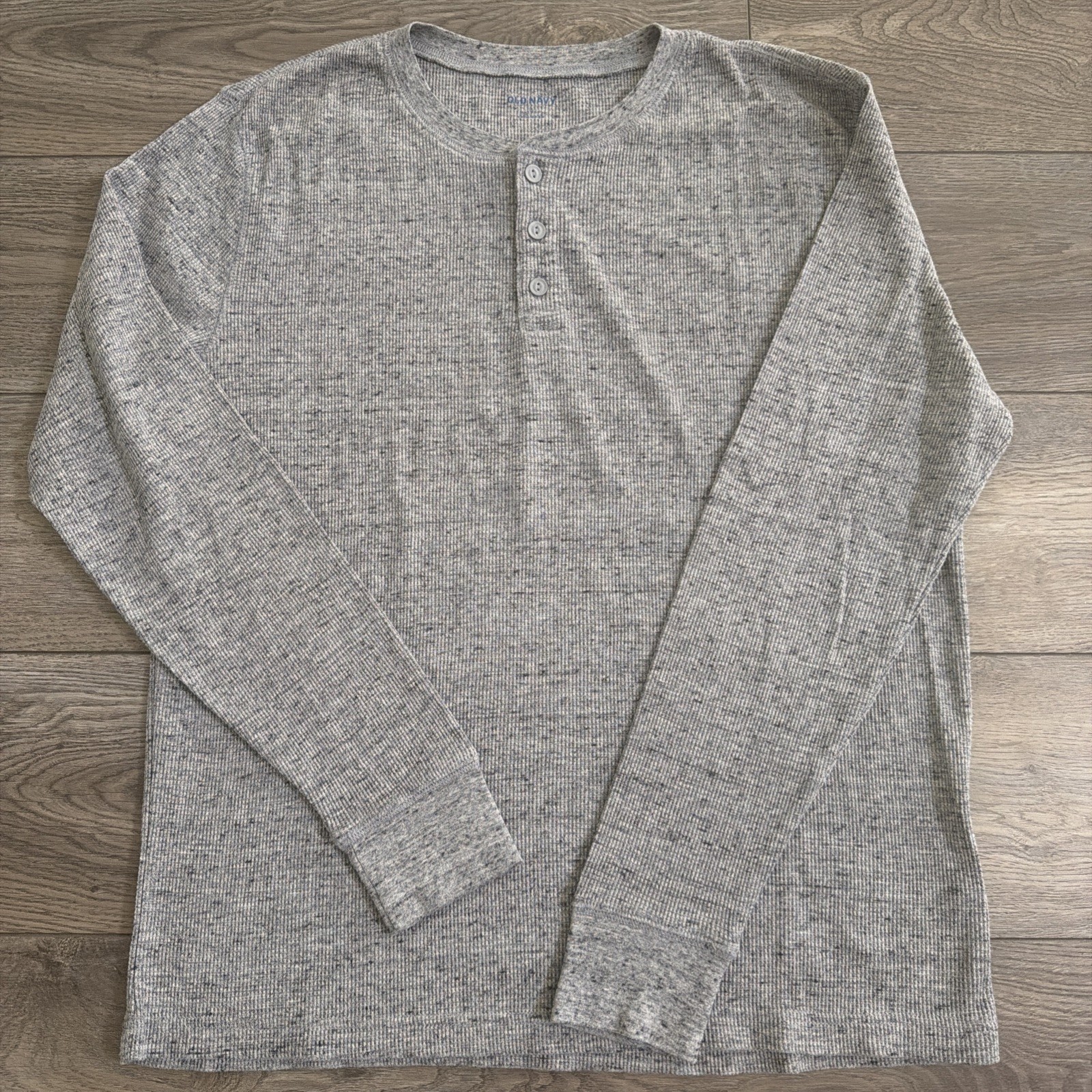 Old Navy Thermal Shirt Mens Large Gray Waffle Knit Henley Base Layer gallery