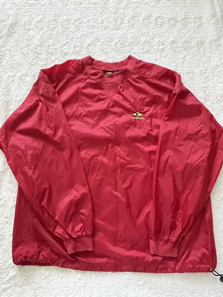 Men’s Easton XXL Wind Breaker Pullover Long Sleeve Red Baseball Waterproof Logo