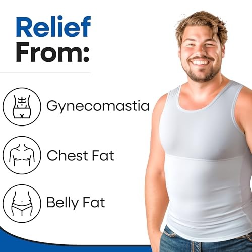 Compression Shirt for Men | Gynecomastia Compression Tank 3X-Large Tall White gallery