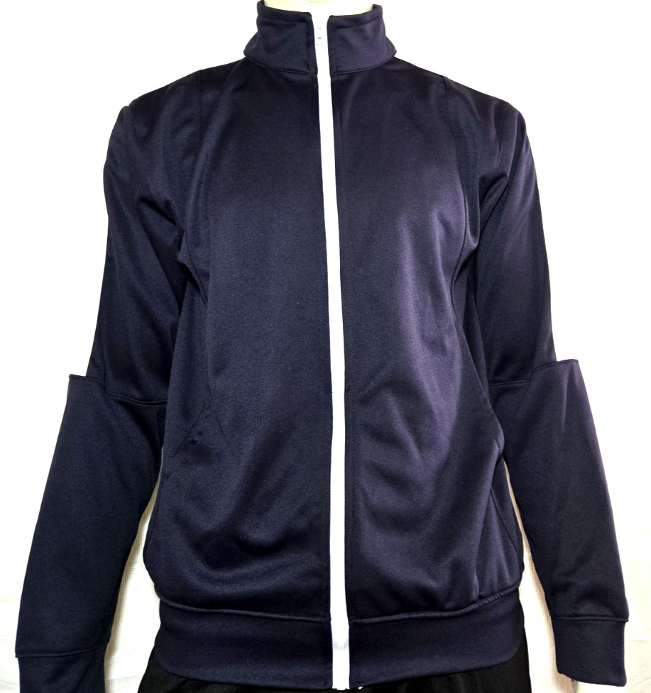 CLEARANCE, track jacket FOR MEN/WOMEN, NEW, Navy /WHITE, size MEDIUM, MADE USA. gallery