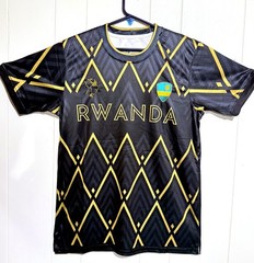 Rwanda Soccer Jersey — House of Tayo — Black & Gold Imigongo Art Style — NEW