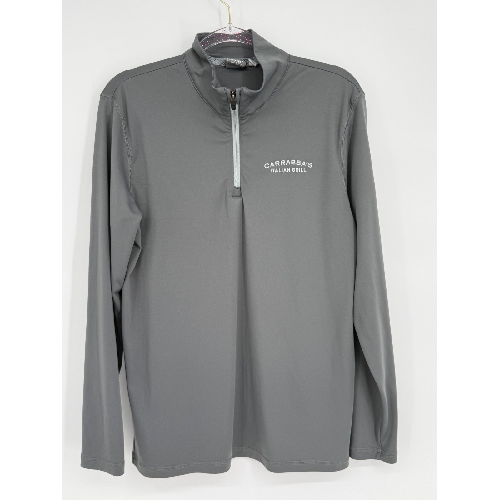 Puma Carrabbas Italian Grill Quarter Zip Pullover Shirt Gray Men's Medium gallery