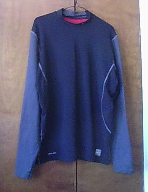 Nike Pro Combat Dri-Fit Sweater XL Fitted Black Gray Hyperwarm Activewear Sports gallery