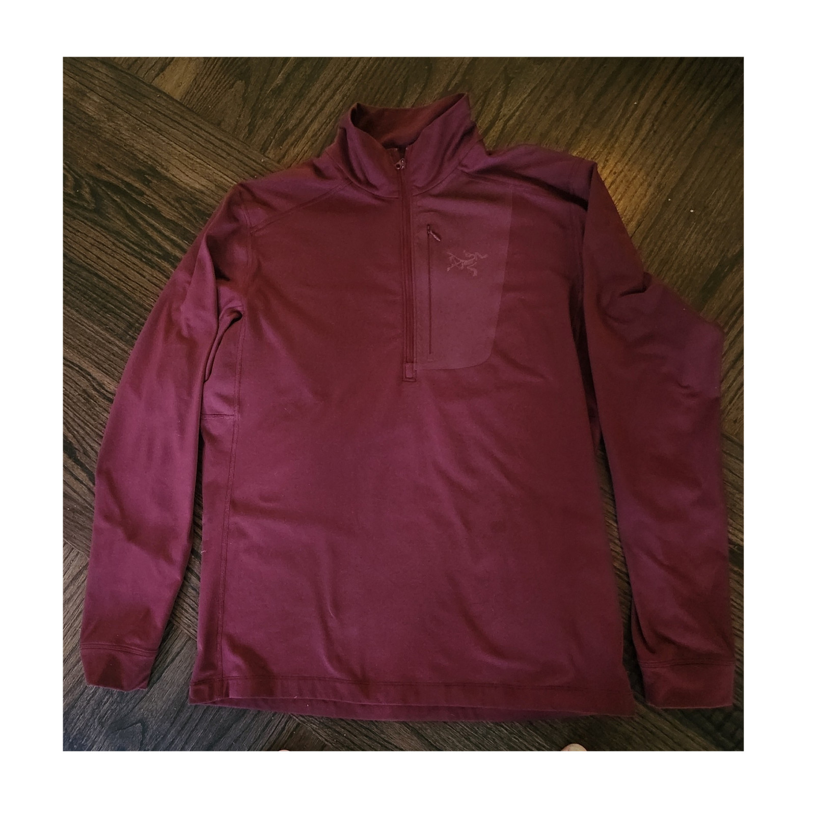 Arc'teryx Iconic Rho LT Burgundy 1/4 Zip L Men's Hiking Climbing Base Layer gallery