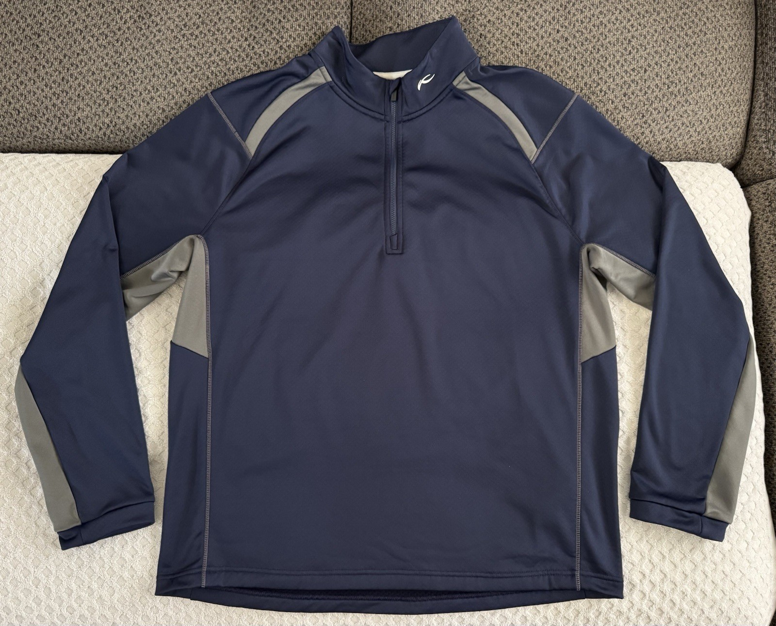 KJUS Diamond Fleece Half Zip Midlayer Pullover Navy Grey Size 56 2XL MG25-D01 gallery