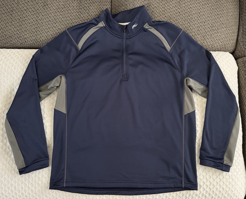 KJUS Diamond Fleece Half Zip Midlayer Pullover Navy Grey Size 56 2XL MG25-D01