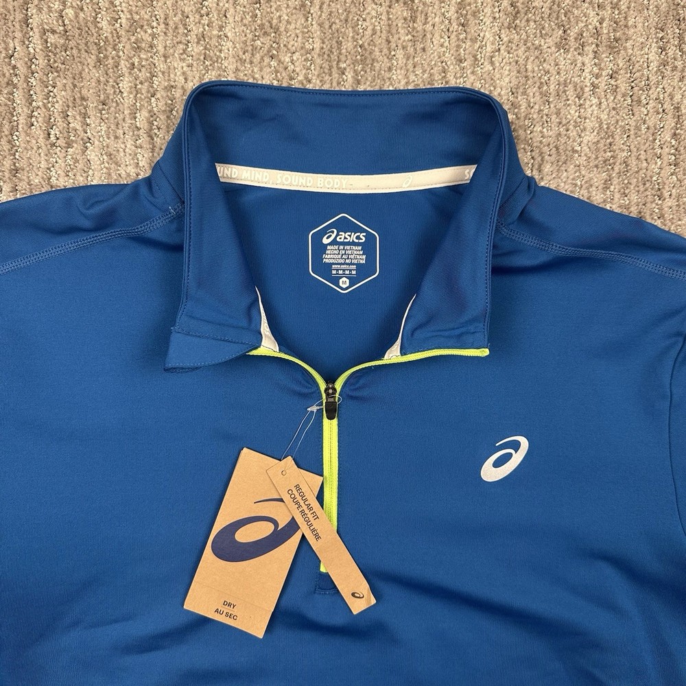 Asics Ready Set Half Zip Blue Mens Size Medium Running Outdoor NWT ￼