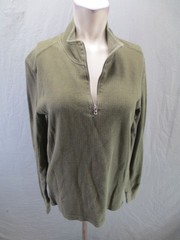 PrAna Size M Mens Khaki Organic Cotton Blend 1/2 Zip Outdoor Comfy Pull Over 393