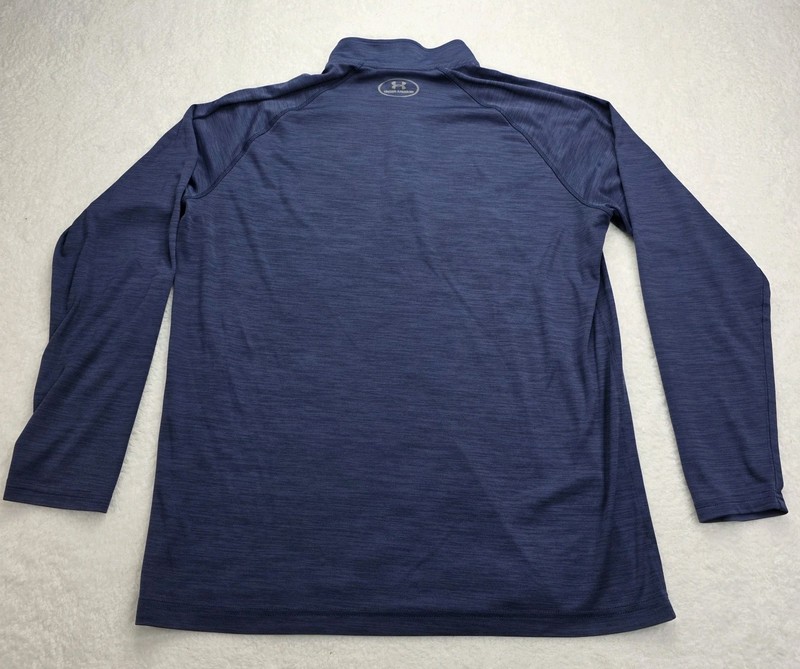 Men's Under Armour 3/4 Pull-Over Size Large Hunter Blue and Black Long Sleeve gallery