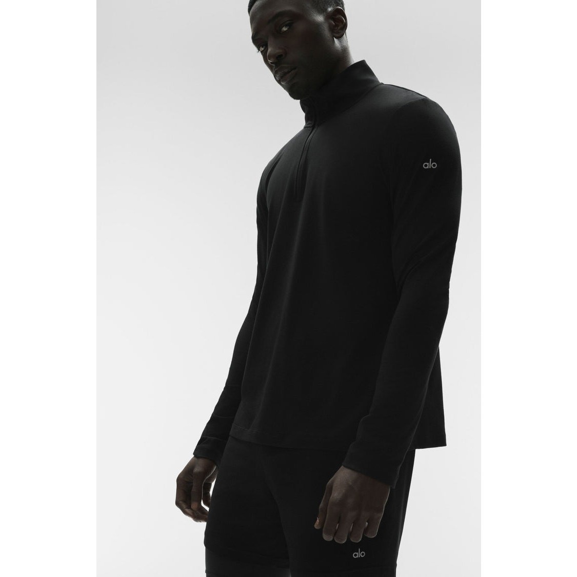 Alo Yoga Black Conquer 1/4 Zip Reform Long Sleeve Activewear Top Men's Size XL gallery