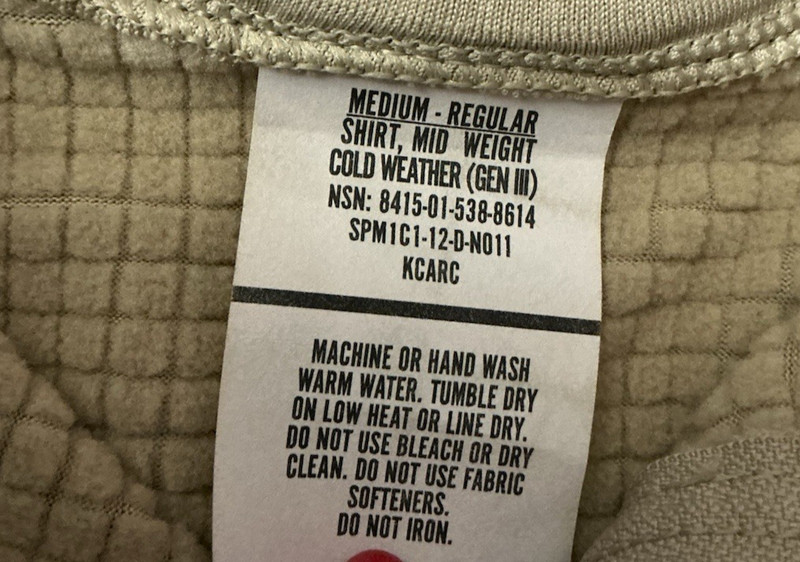 US Army Gen III Cold Weather Mid Weight Shirt Mens Medium Waffle Grid Military gallery