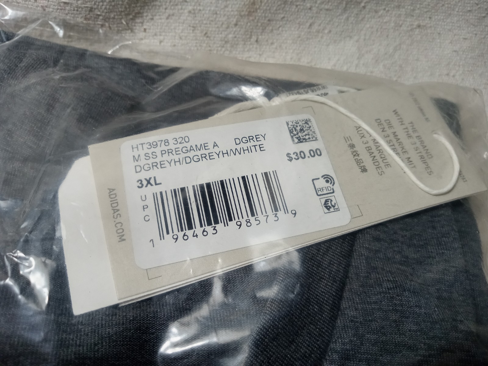 Adidas SS Pregame A Grey T-Shirt HT3978 Size 3XL gallery