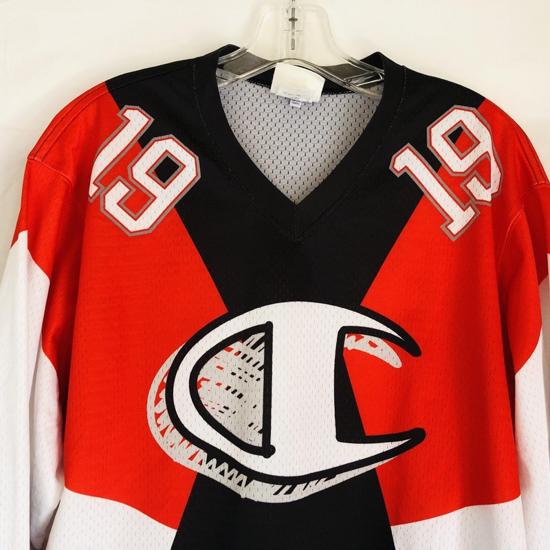 Champion Jersey Shirt Mens Large Black Red White King Of Sweatshirts Graphic VTG gallery