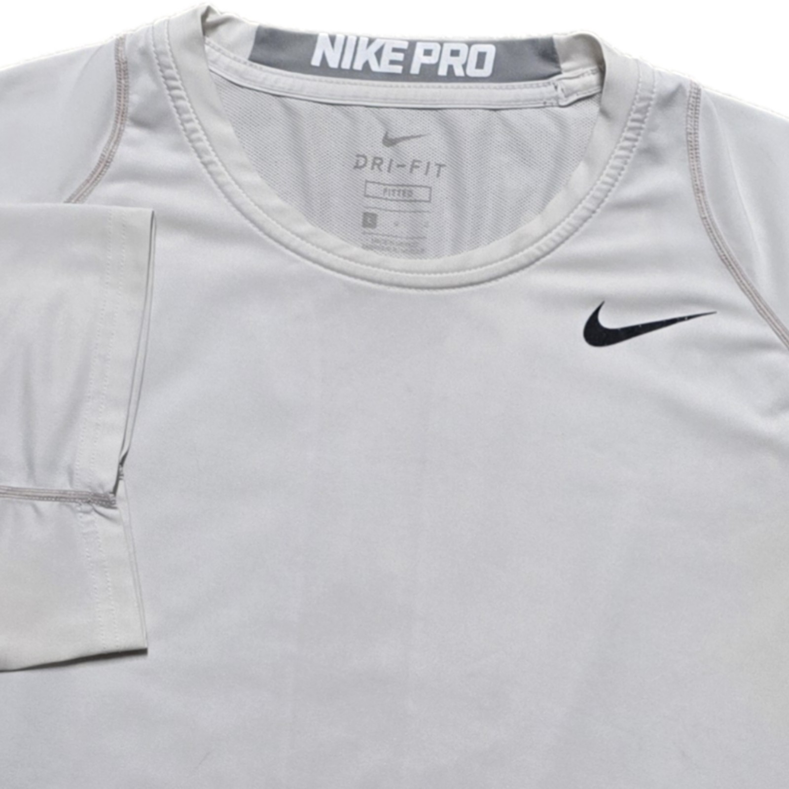 Nike Pro Mens L Short Sleeve Compression Shirt Fitted White Swoosh Dri Fit gallery