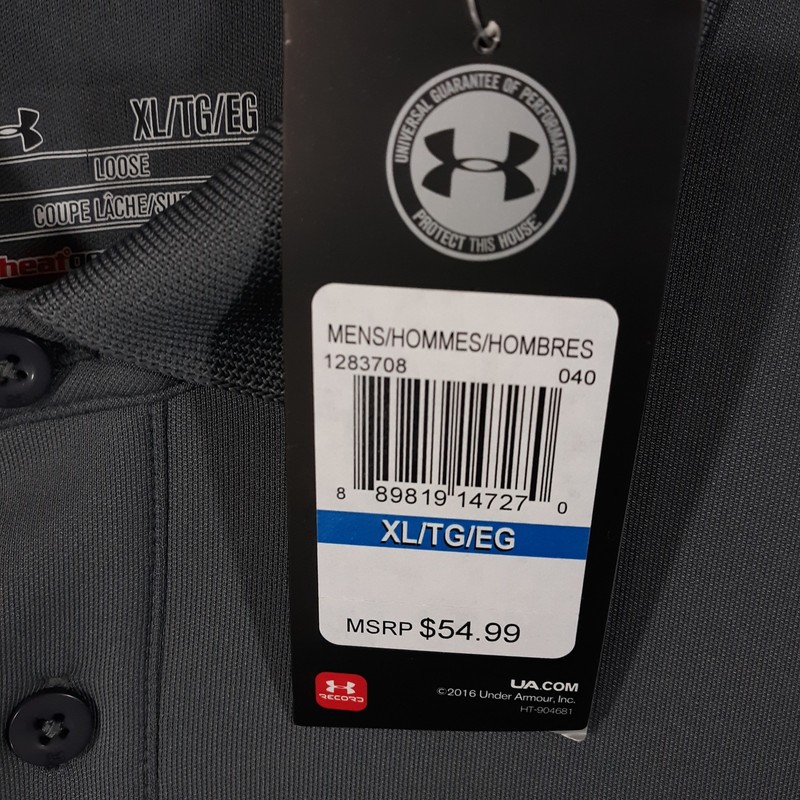 Under Armour Polo Shirt Mens XL Loose Fit Gray Heatgear Long Sleeve NEW gallery