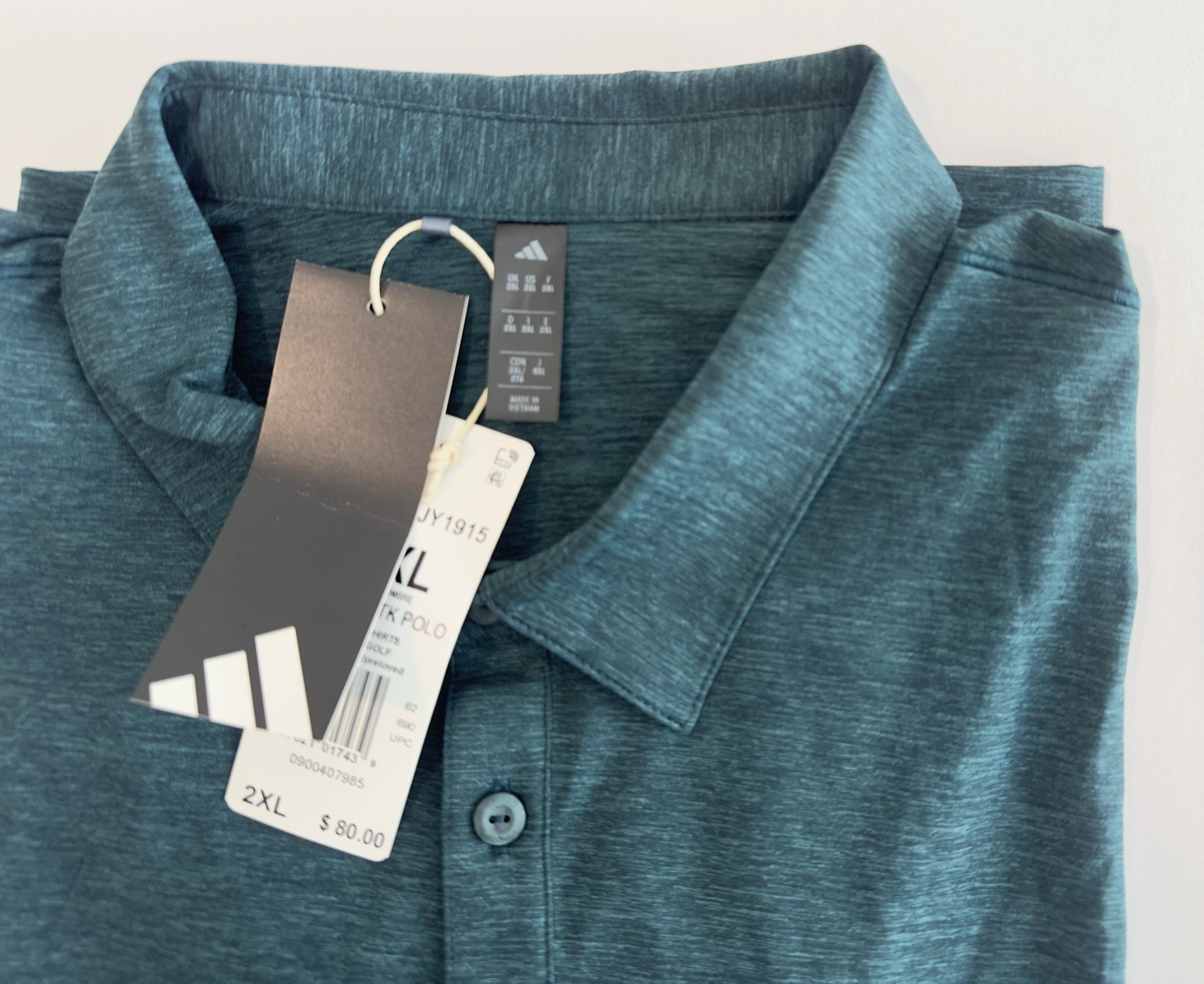 NWT Men’s Adidas Ultimate365 Elevated Twistknit Polo Shirt Size 2XL Teal gallery