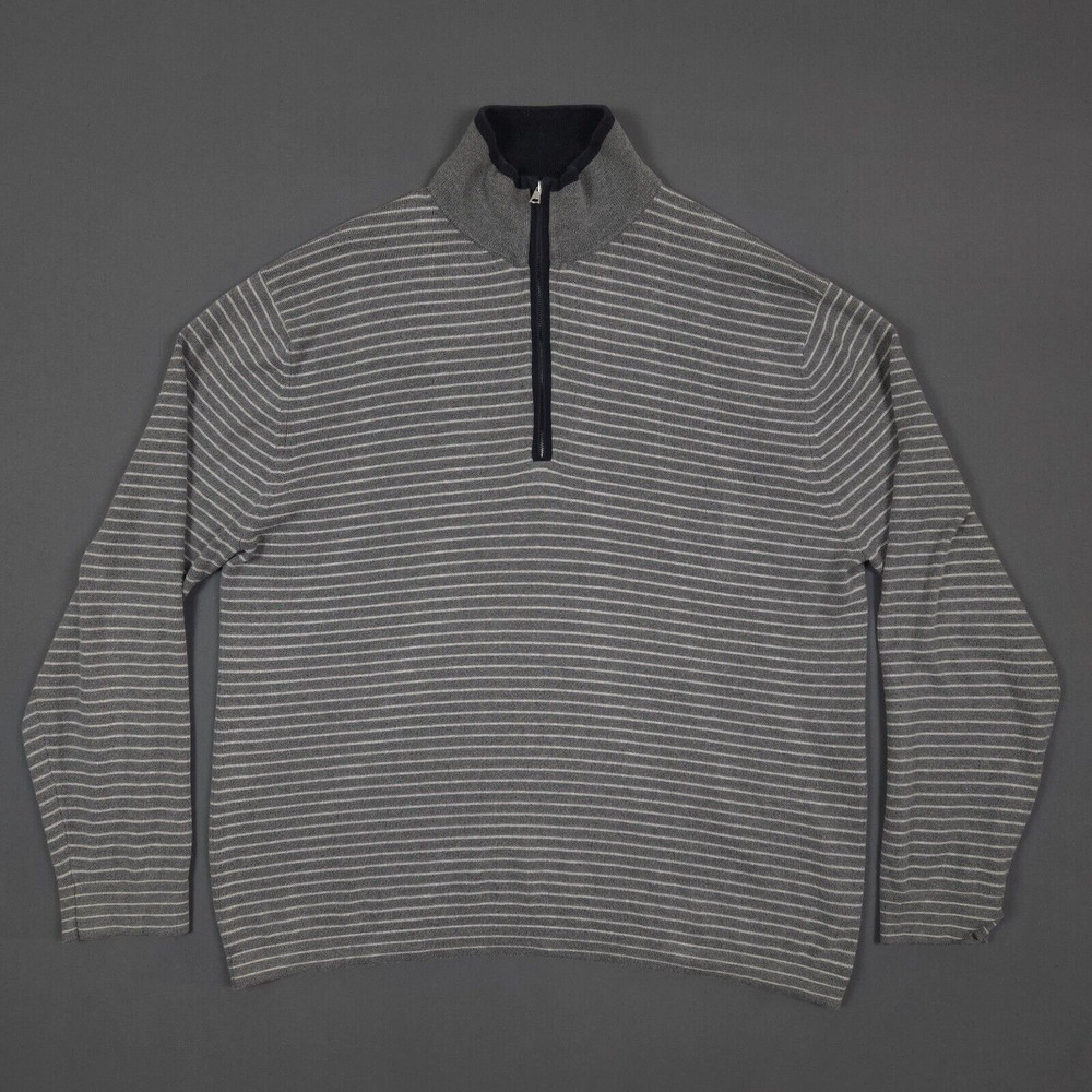 Banana Republic Pima Stretch Cotton Shirt Long Sleeve Zip Mock Feeder Stripes