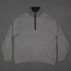 Banana Republic Pima Stretch Cotton Shirt Long Sleeve Zip Mock Feeder Stripes