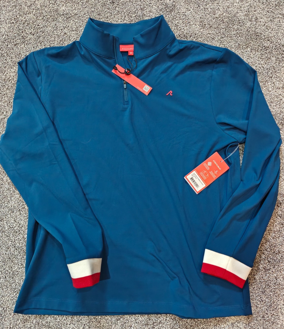 NWT Redvanly Hubbard Mens Medium Admiral Blue Quarter Zip Golf New Authentic gallery