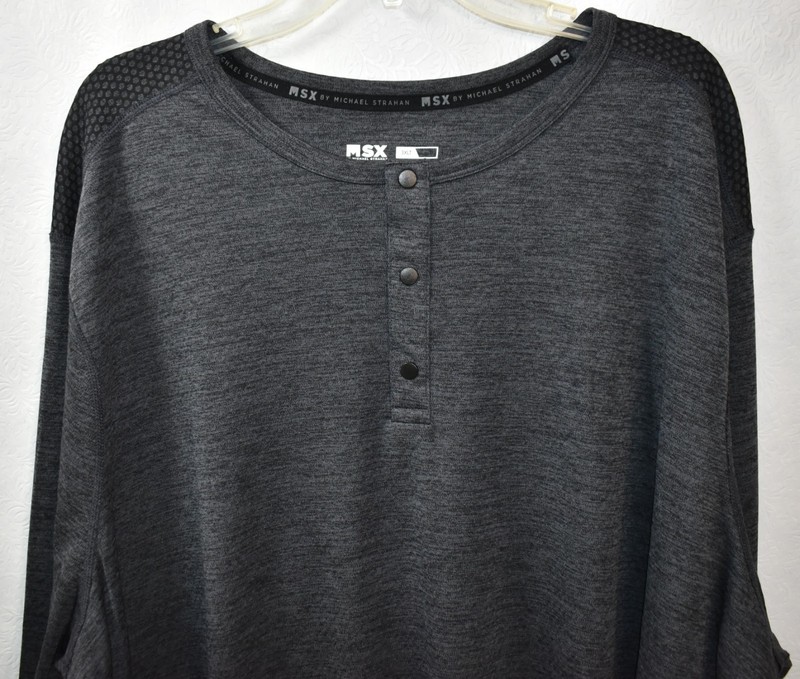 MSX Michael Strahan Henley Shirt Quick-Dri Men's Size 3XL Long Sleeve Wicking gallery