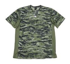 Adidas Men’s Green All Over Camo Graphic Regular Fit Active T-Shirt (L)