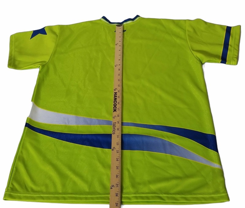 New Edge Surge Neon Yellow Blue Stars Jersey Shirt V Neck XL Short Sleeve USA gallery