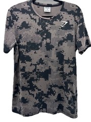 Gymshark Men M Black Grey Critical T-Shirt Digital Camo Athleisure Athletic