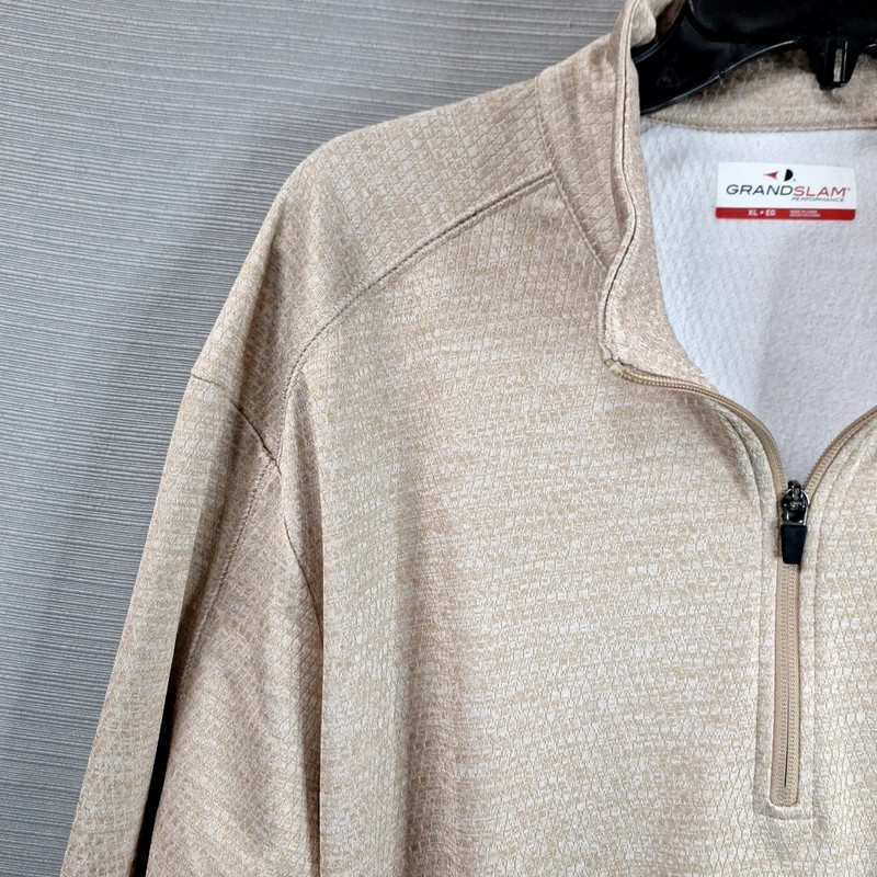 Grand Slam Performance Perry Ellis Gold 1/4 Zip Pullover Jacket Pockets Size XL gallery